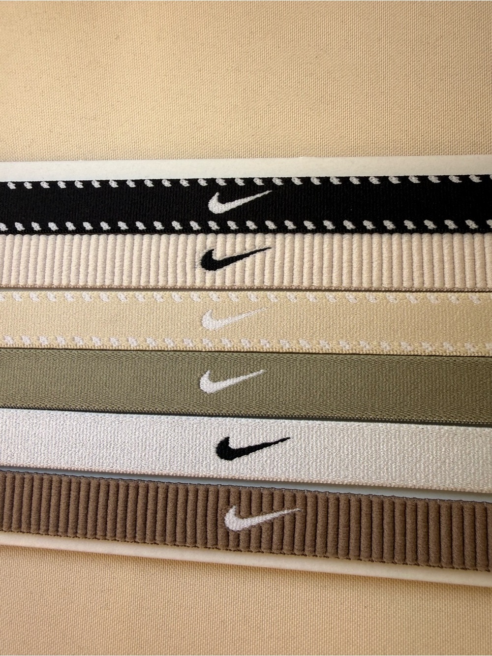 Nike Women’s Elastic Logo Headbands - Black, Cream, Olive, White, Brown